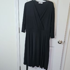 Elegant Black Long Sleeve Wrap Dress
